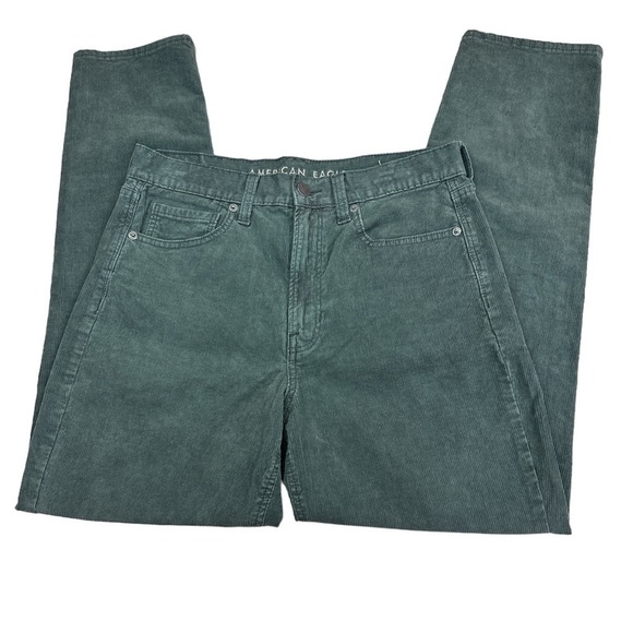 American Eagle Mom Jean Green Corduroy Super Stretch Straight Leg Five Pocket S6 - Picture 5 of 8